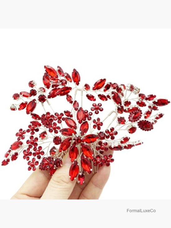 4 Crystal Flower Hair Side Combs Pins Bridal Wedding Hair Accessories Set main image 7
